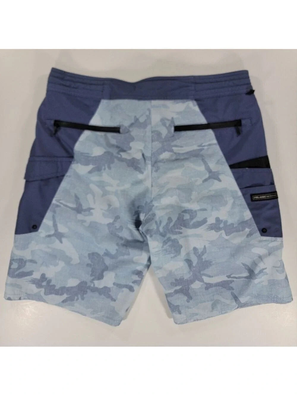 Pelagic High Performance Board Shorts Mens 32 Camo Fish Swim Beach Blue Stretch